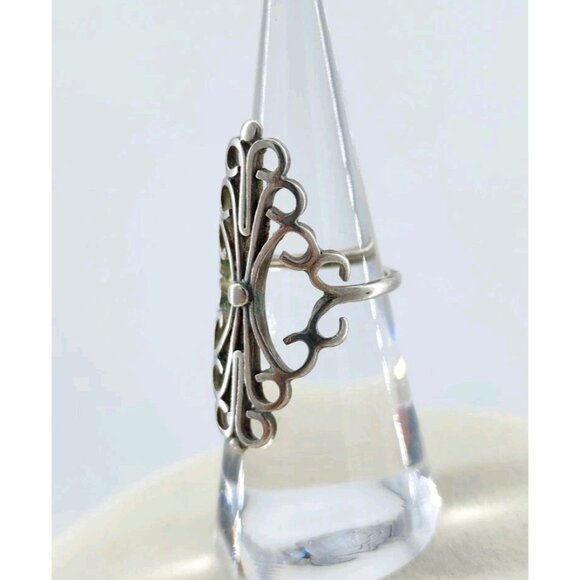 Vintage Mexico LMV 925 Sterling Silver Modernist Statement Ring Size 5.75 - Picture 2 of 8